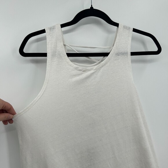 NWT CHASER White Basic Linen Lace Up Tie Back Summer Tank Top Size Medium - Picture 3 of 6